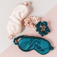 Satin Scrunchie & Eyemask Set With Small Pouch - Hair Tie Eye Mask Set, Christmas Gift, Party Gift I | Etsy (US)