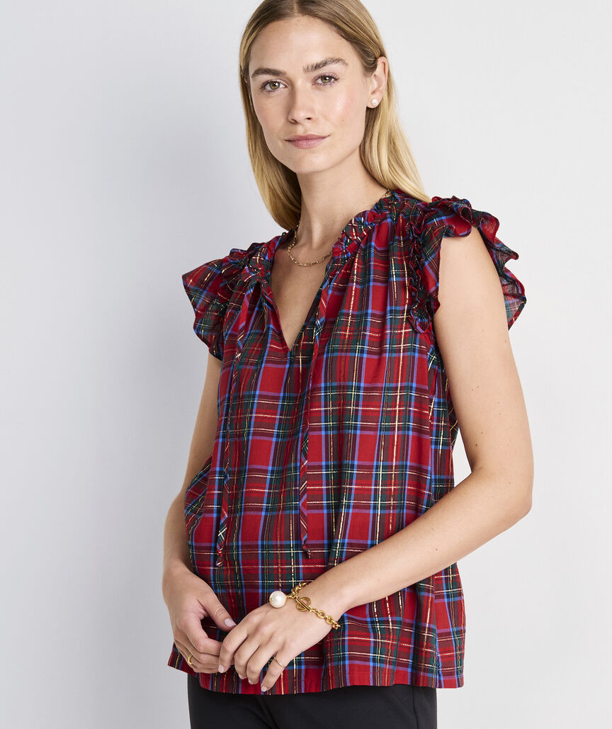 Adare Ruffle Popover Top | vineyard vines