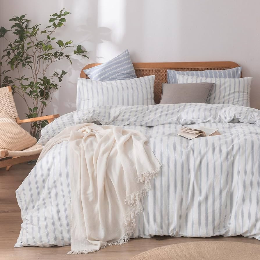 BESTOUCH Duvet Cover Set 100% Washed Cotton Linen Feel Super Soft Comfortable Chic Lightweight 3 ... | Amazon (US)