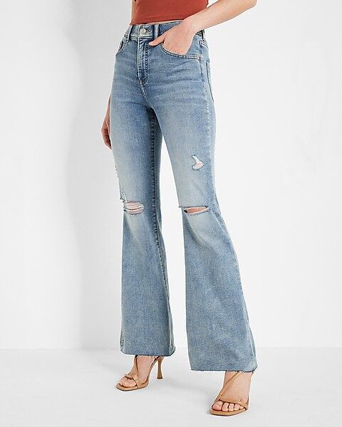 Conscious Edit High Waisted Light Wash Flare Jeans | Express