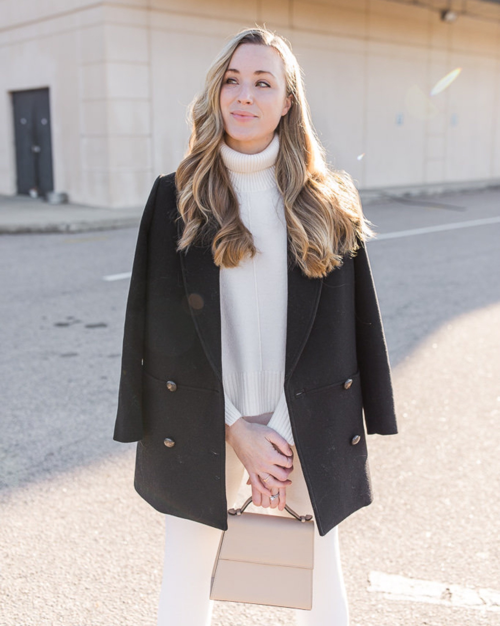 The Sezane James coat in back in new colors 🤍 This coat is just long enough to cover the bum. I wear size 6 for room to layer.

