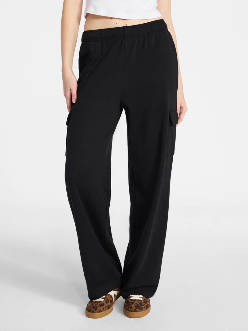 No Boundaries French Terry Cargo Pants, 30" Inseam, Women's XXS-XXL | Walmart (US)