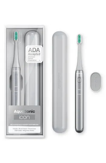 AQUASONIC Icon Rechargeable Power Electric Toothbrush in Silver at Nordstrom Rack | Nordstrom Rack