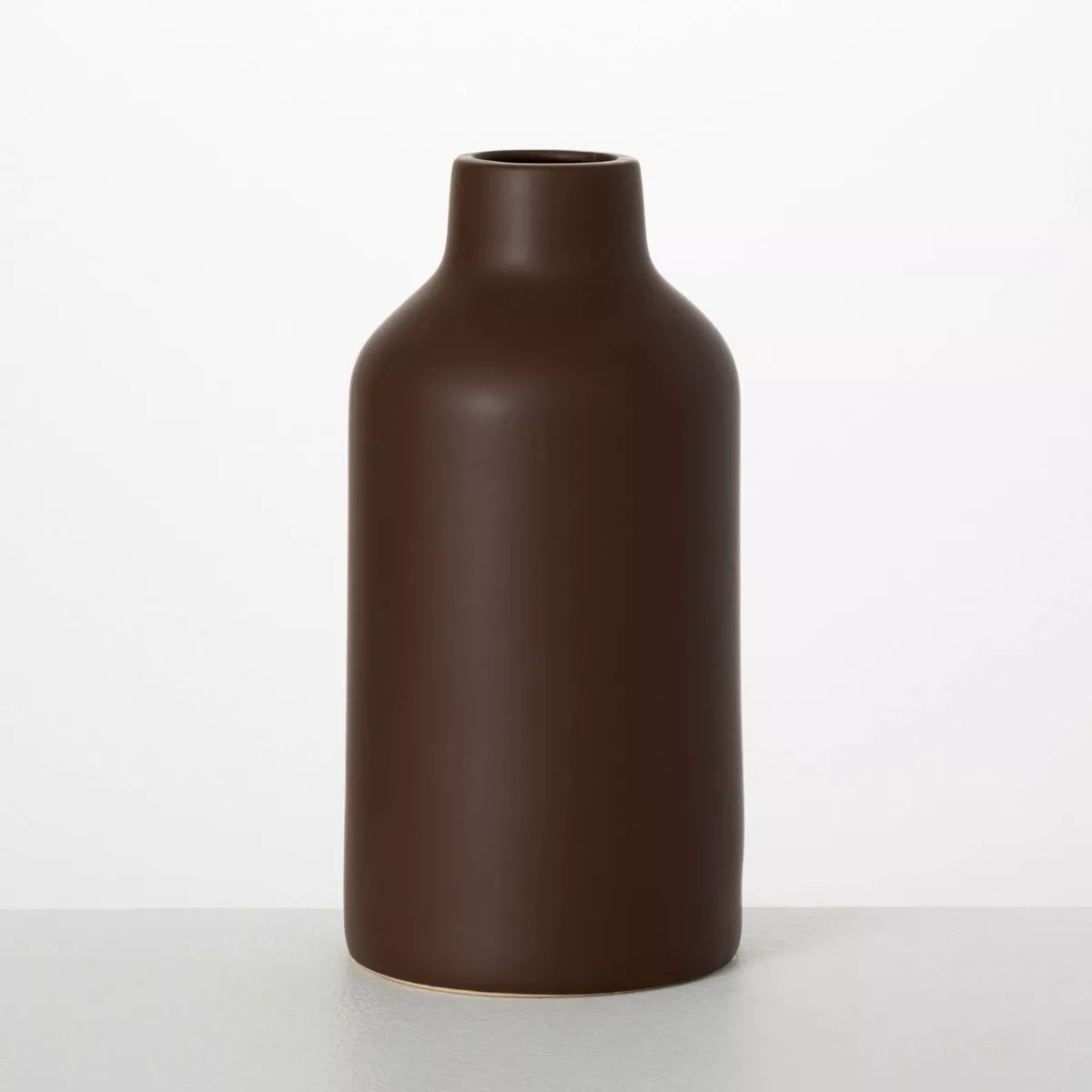 Sullivans 12" Large Matte Dark Brown Bottle Vase, Ceramic | Target