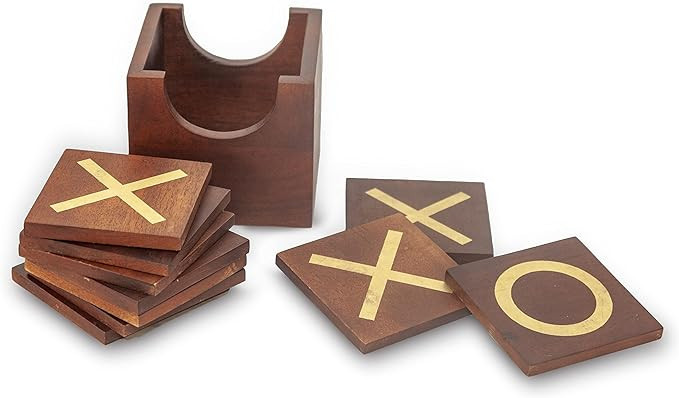 Tic Tac Toe Coaster Set, Unique Functional Home Decor, Family Game for Adults and Kids. | Amazon (US)