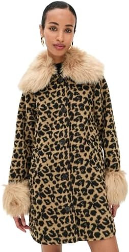 Never Fully Dressed Women's Leopard Coat with Fur Trims | Amazon (US)