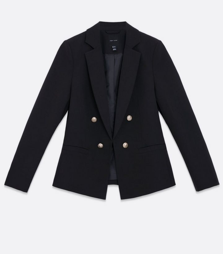 Black Double Breasted Military Button Blazer
						
						Add to Saved Items
						Remove from Sa... | New Look (UK)