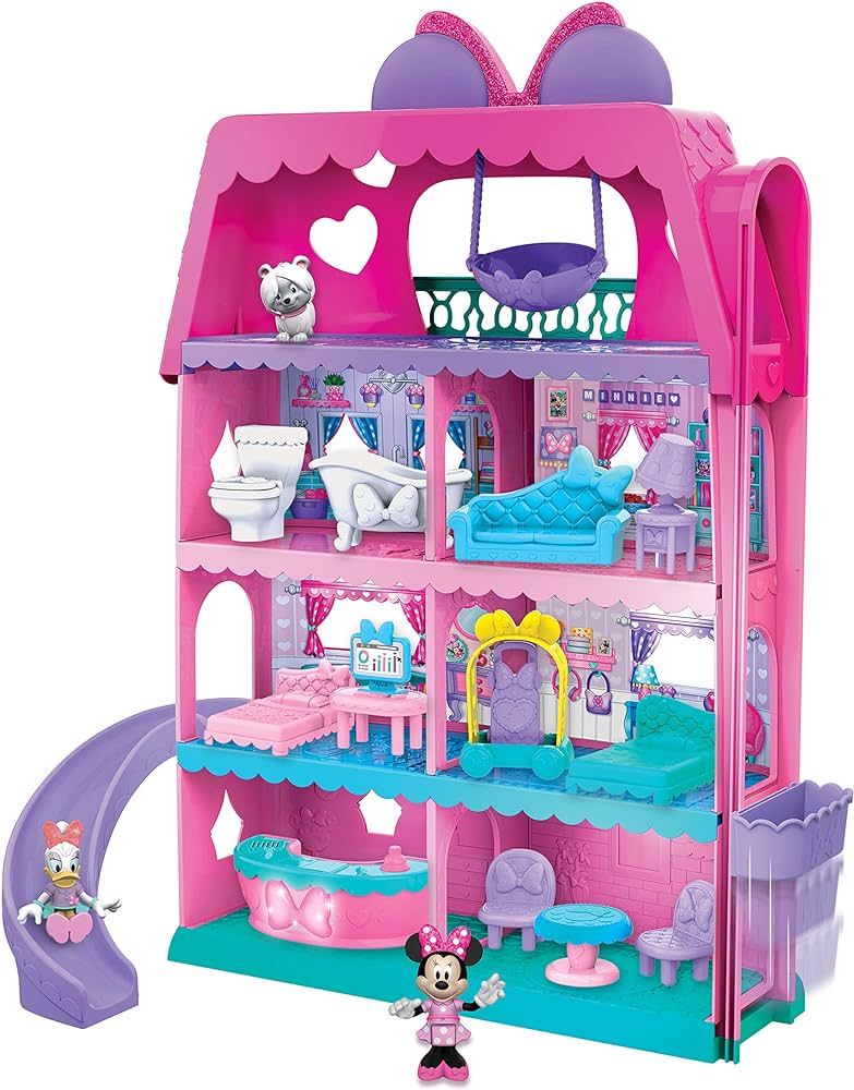 Disney Junior Minnie Mouse Bow-Tel Hotel, 20-piece 2-Sided Playset, Figures, Lights, Sounds, Offi... | Amazon (US)