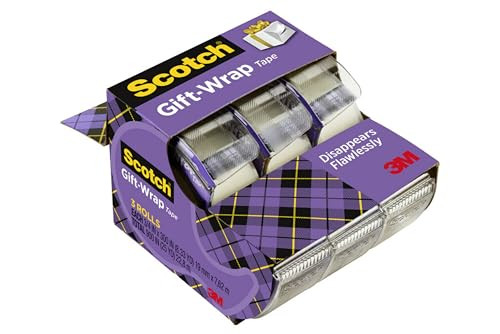 Scotch Giftwrap Tape, 3/4 in x 300 in, 3 Rolls - Satin-Finish Tape for Gift Wrapping | Amazon (US)