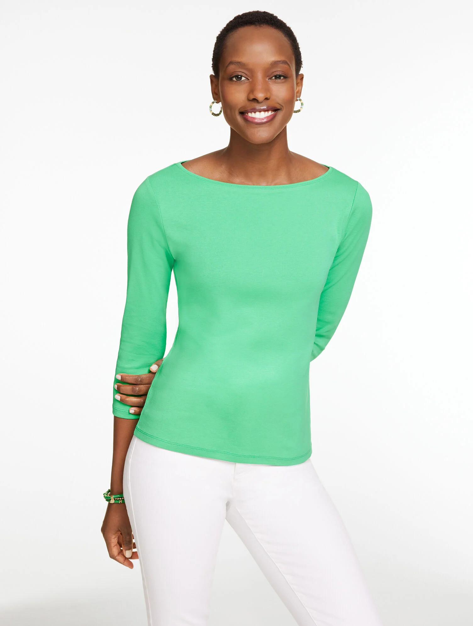 Solid Bateau Neck Tee Pima Cotton | Talbots