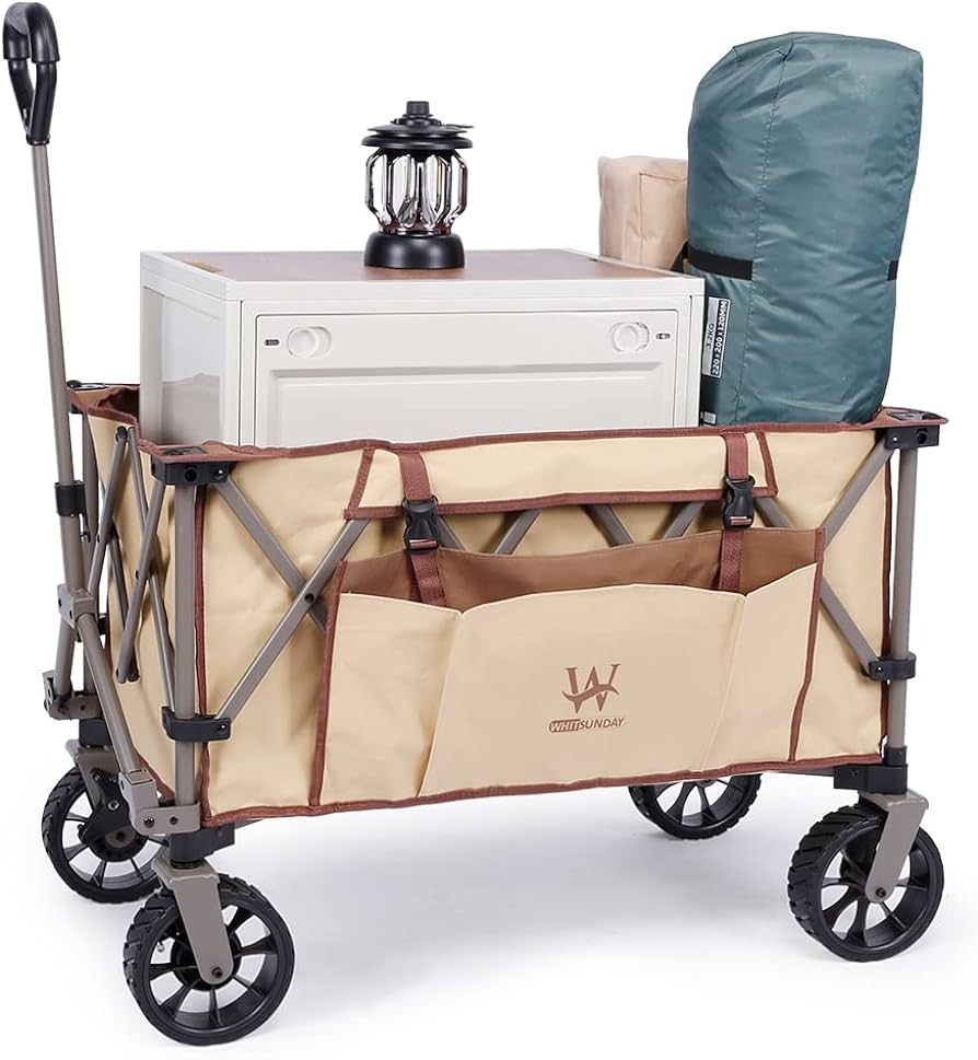 WHITSUNDAY Collapsible Wagon Folding Garden Outdoor Park Utility Wagon Picnic Camping Cart Compac... | Amazon (US)