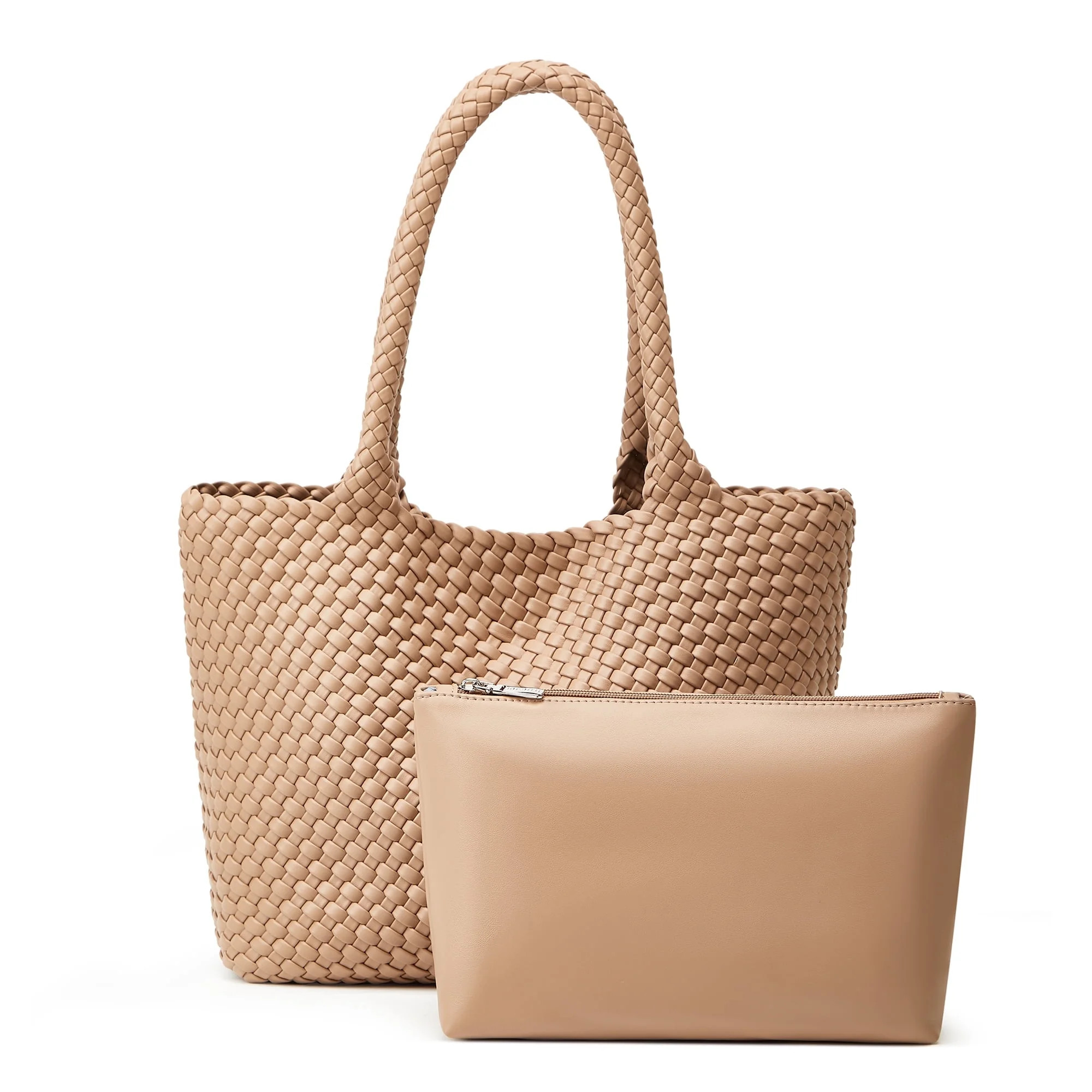 Woven Tote Bag Womens Purse: Vegan Leather Shoulder Handbags - Fashion Summer Beach Tote Bags - L... | Walmart (US)