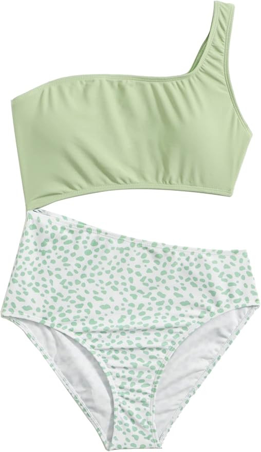 SweatyRocks Women's Bathing Suits One Shoulder Cutout One Piece Swimsuit Swimwear Monokini | Amazon (US)