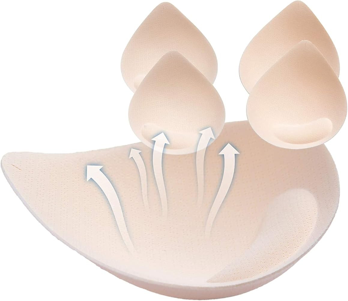 PRETTYWELL Bra Pads Inserts, 2 Pairs Latex Bras Inserts for Sports Bras, Bra Cups Inserts for Bik... | Amazon (US)