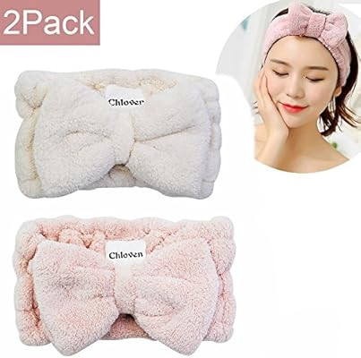 Chloven 2 Pack Microfiber Bowtie Headbands Facial Makeup Headband Cosmetic Bowknot Hairlace Wash ... | Amazon (US)