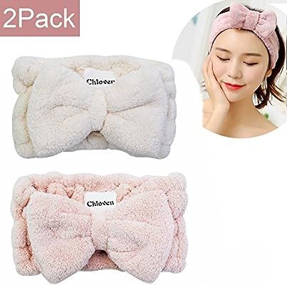 Chloven 2 Pack Microfiber Bowtie Headbands Facial Makeup Headband Cosmetic Bowknot Hairlace Wash ... | Amazon (US)