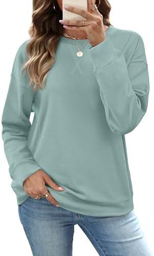 RUMIA Women's Crew Neck Sweatshirt Loose Pullover Long Sleeve Shirts Soft Tops for Women Fall Clo... | Amazon (US)