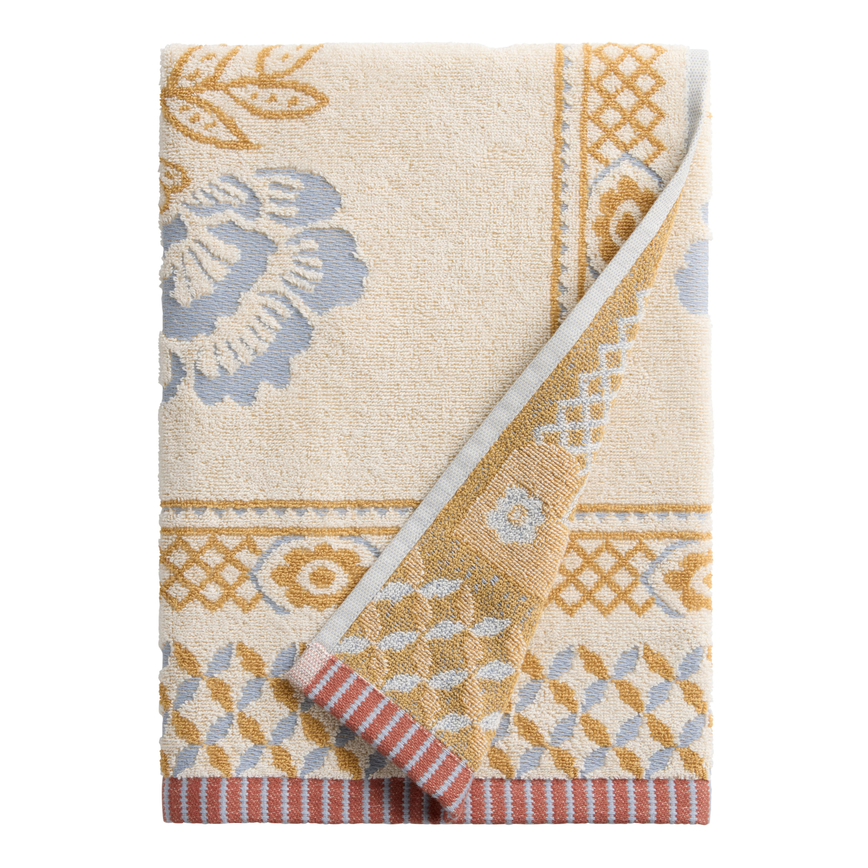 Cream Vintage Mirrored Birds Cotton Bath Towel | World Market