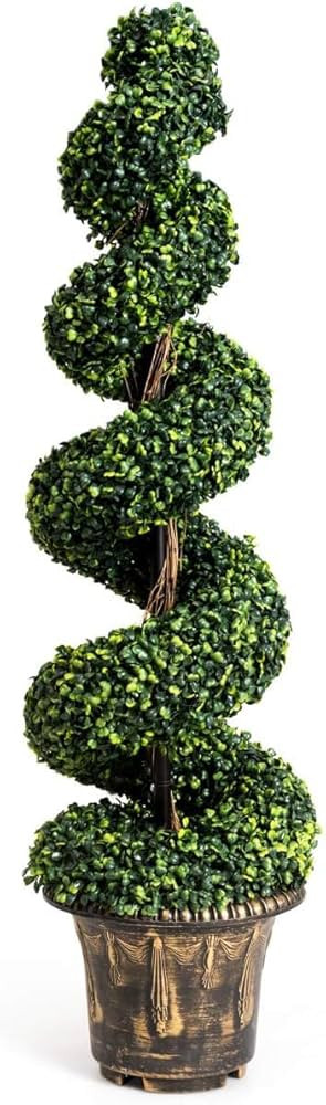 4 Ft Artificial Boxwood Spiral Topiary Tree, Fake Greenery Plants for Indoor or Outdoor | Amazon (US)