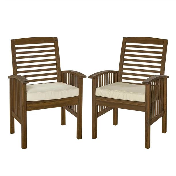 Manor Park Outdoor Dining Chair - Acacia Wood - Set of 2 - Has Arms - Dark Brown - Walmart.com | Walmart (US)