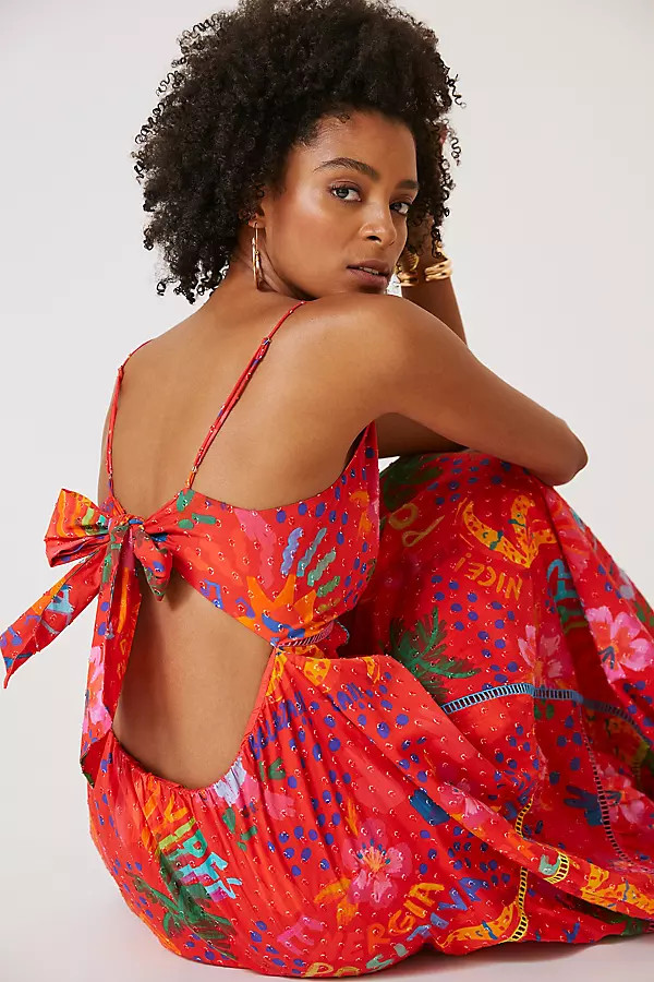 Farm Rio Printed Sleeveless Maxi Dress By Farm Rio in Red Size L | Anthropologie (US)