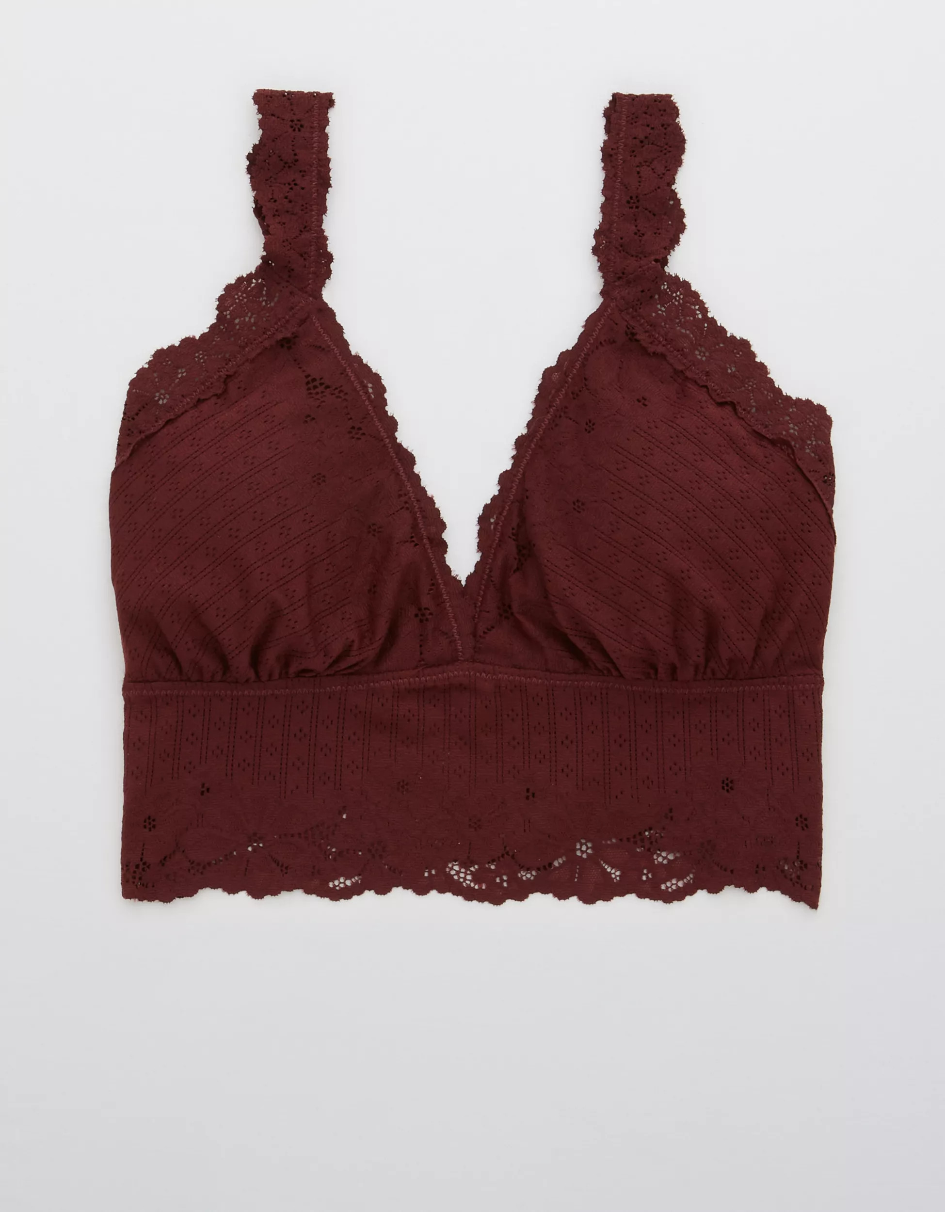 Aerie Pointelle Padded Longline Bralette | American Eagle Outfitters (US & CA)