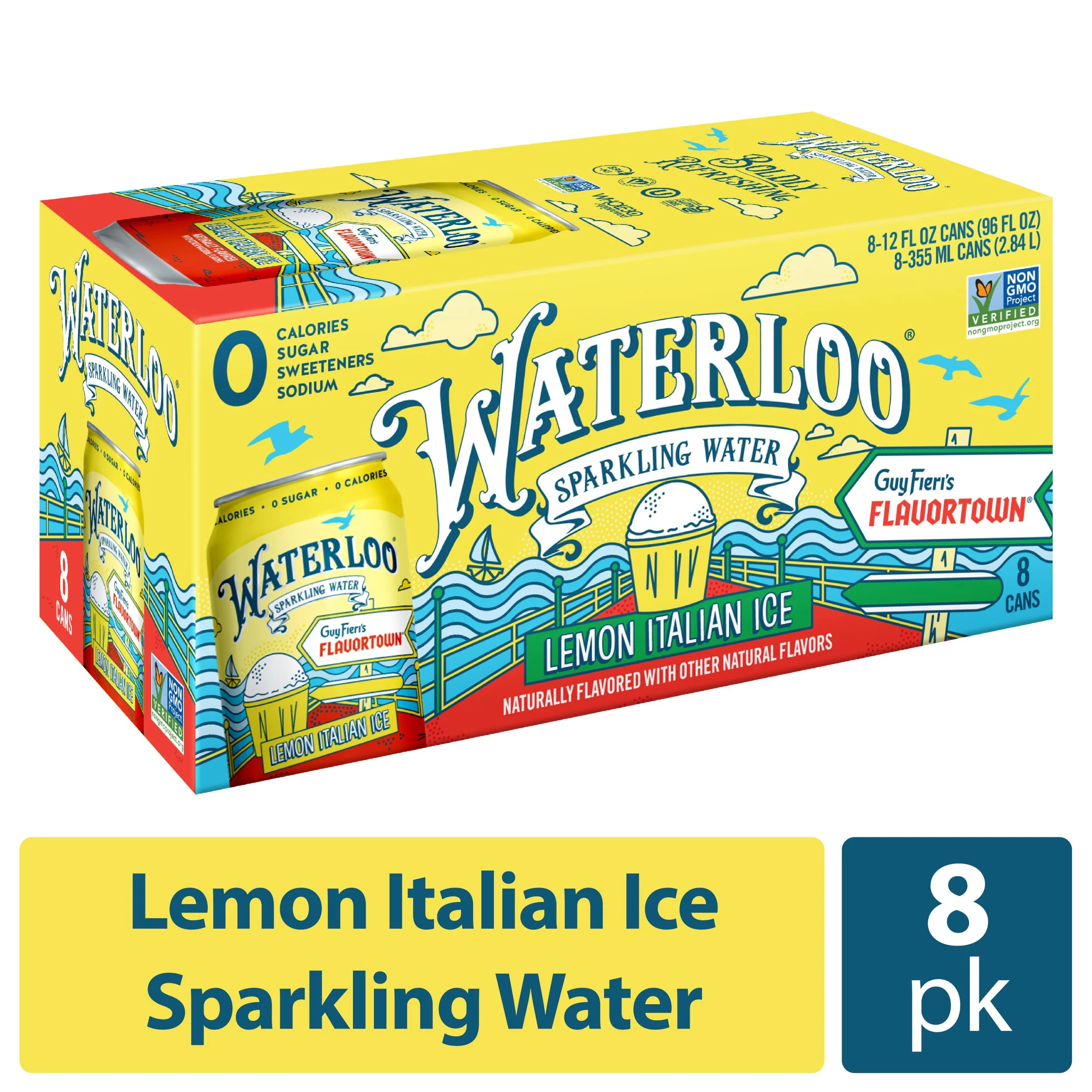 Waterloo Sparkling Water, Lemon Italian Ice, 12 fl oz, 8 Pack Cans | Walmart (US)