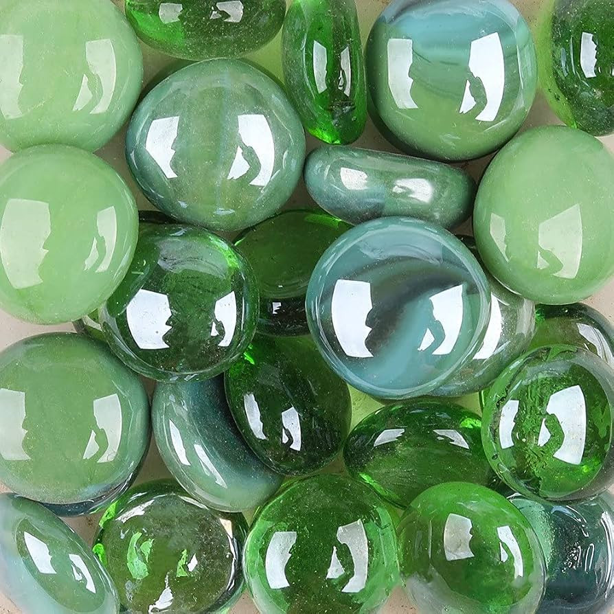 LiFschal Flat Glass Marbles,Green Glass Gems,Flat Bottom Marble Beads,Vase Fillers Beads Decorati... | Amazon (US)
