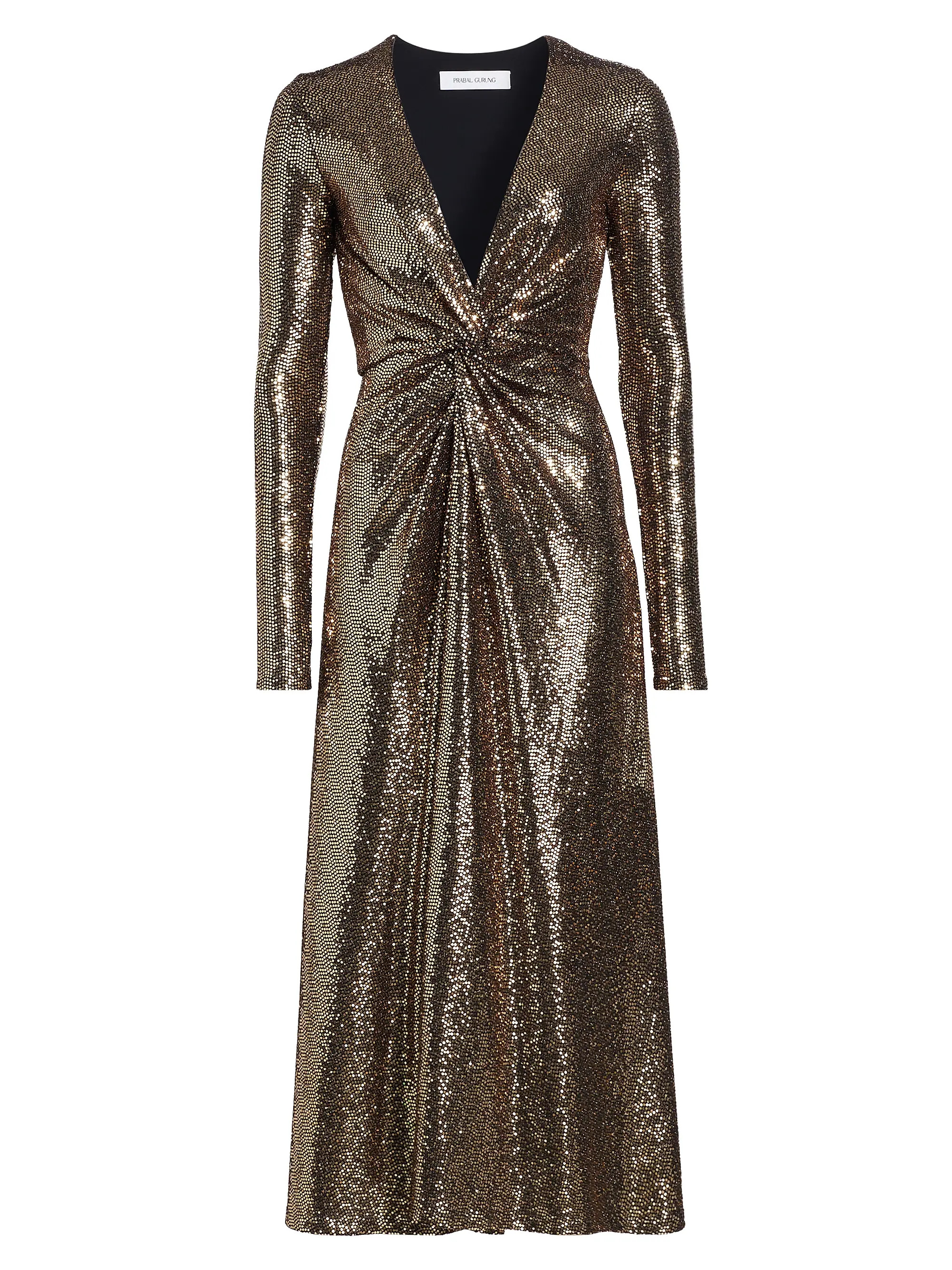 Twist-Front Embellished Jersey Midi-Dress | Saks Fifth Avenue