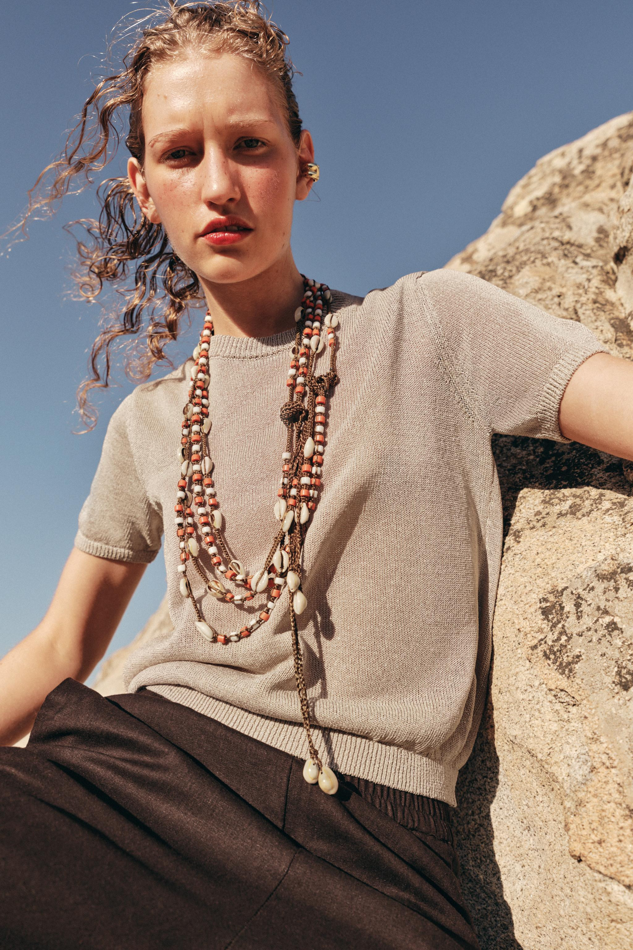 SHORT SLEEVE KNIT TOP | Zara UK