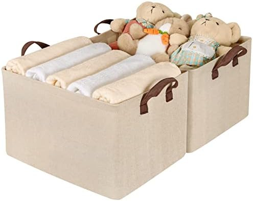 TOPIA HOME Storage Baskets for Shelves with Metal Frame, 2-Pack Closet Organizers and Storage Bins f | Amazon (US)