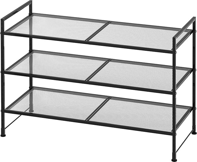 Simple Houseware Stackable Mesh Shoe Rack, Black | Amazon (US)