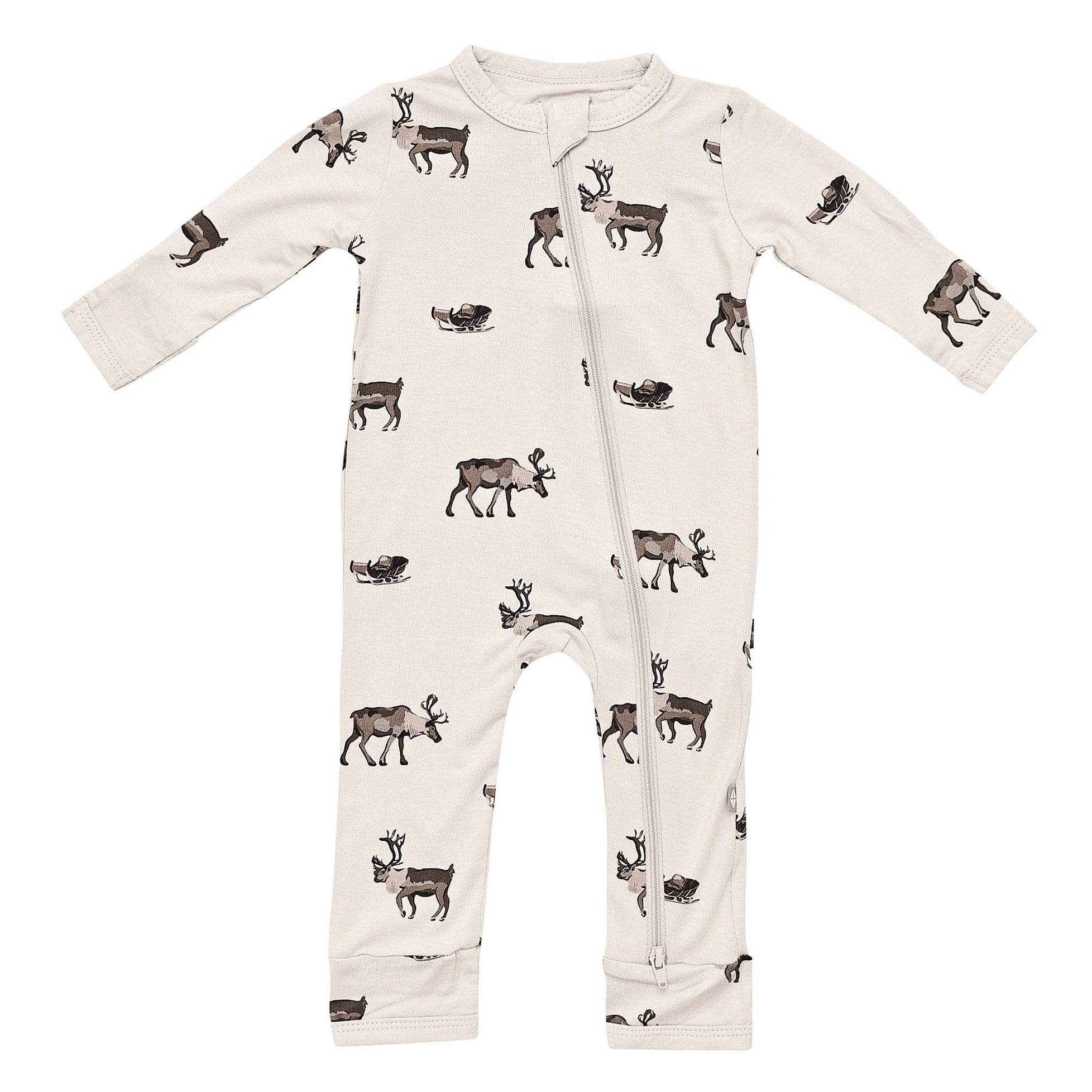 Printed Zippered Romper in Reindeer | Kyte BABY