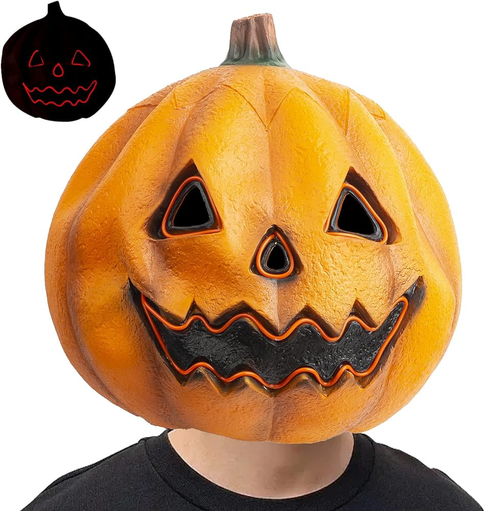PartyHop Pumpkin Mask LED Light Latex Full Head Mask Fancy Dress Pumpkin Decoration for Halloween... | Amazon (US)