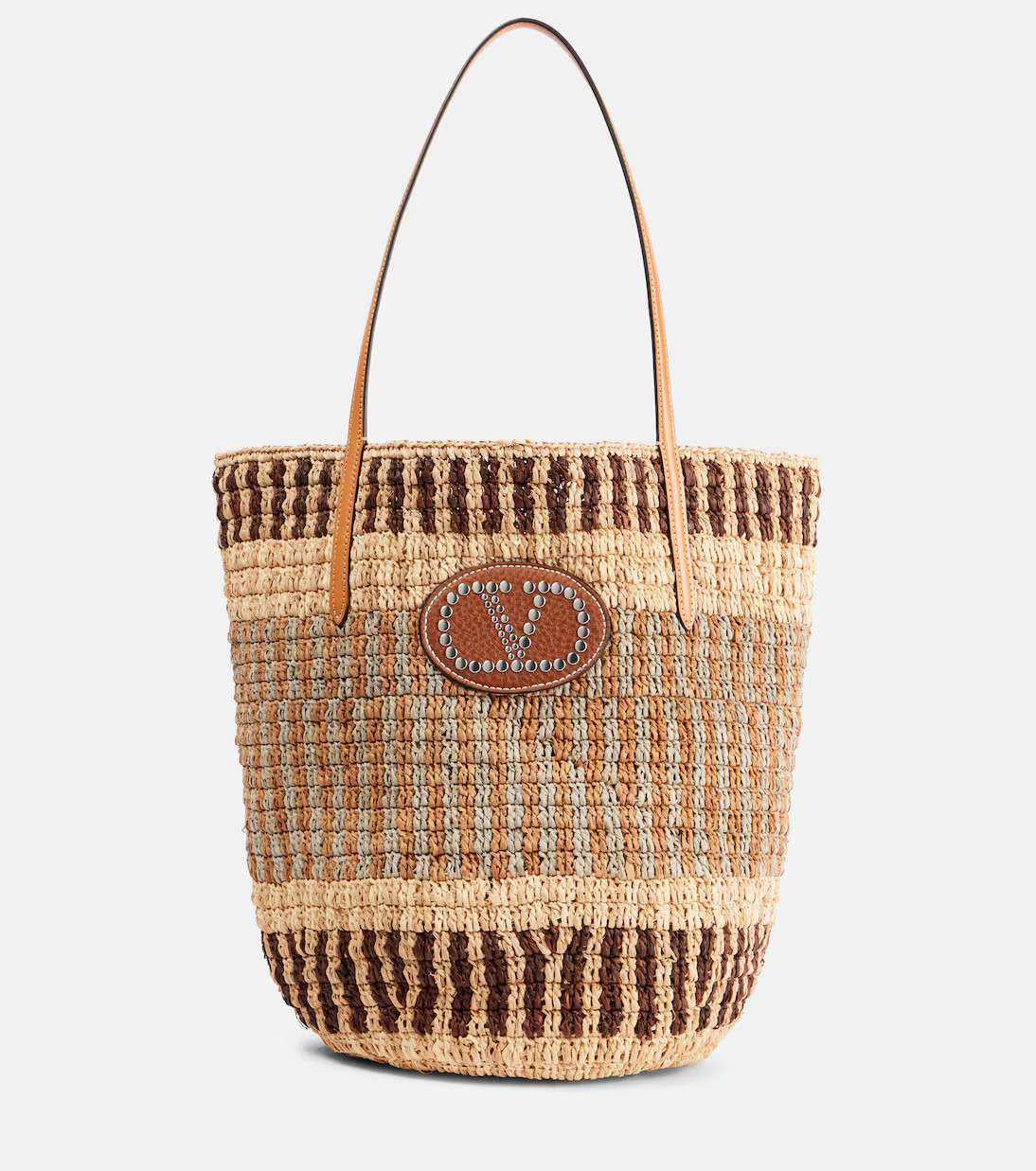 VLogo woven raffia basket bag | Mytheresa (US/CA)