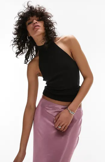 Topshop High Neck Rib Halter Top | Nordstrom | Nordstrom