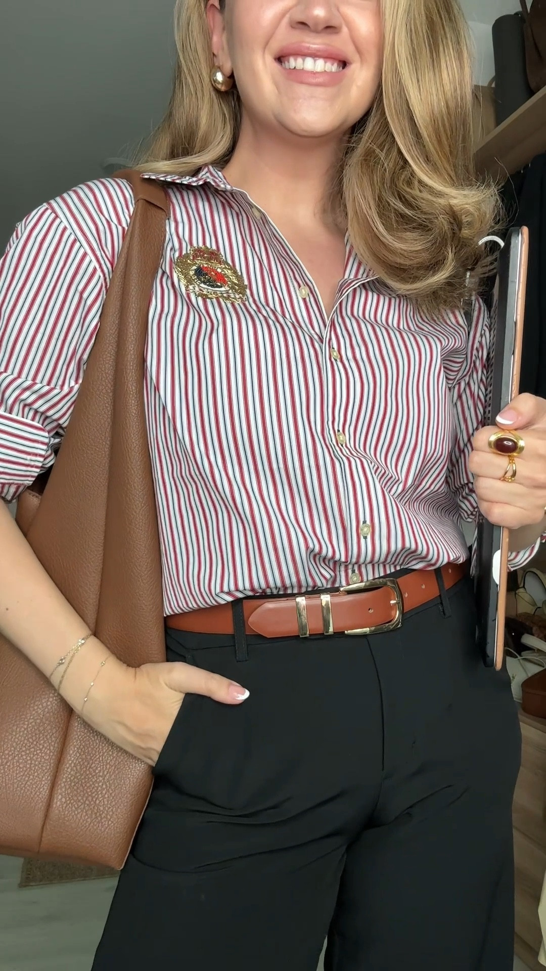 Styling a shirt I bought a few months ago and have not even worn 🫣 I feel like we all get a little excited when there’s a sale, and definitely have some unworn/unloved items in our closeted - so I’m challenging myself (and you!) to style those items 🤗

5’7 | 36D
Pants: 6 R | true to size 
Top: M | true to size 

All shoes true to size as well 🤎

#LTKStyleTip #LTKFindsUnder100 #LTKWorkwear