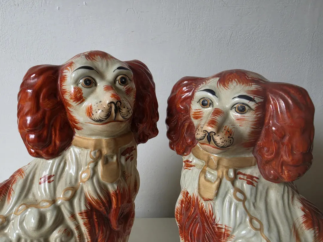 Antique Pair of Staffordshire Russet Brown Dogs | Etsy (US)