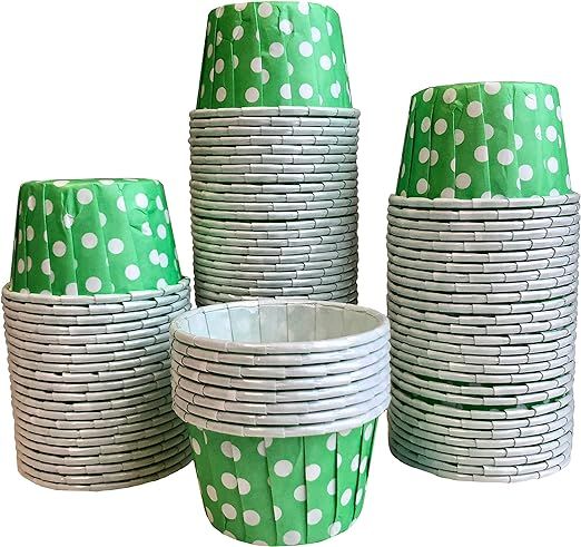 Bulk MINI Candy Nut Paper Cups - Green Mini Baking Liners - Green White Polka Dot - 100 Pack | Amazon (US)