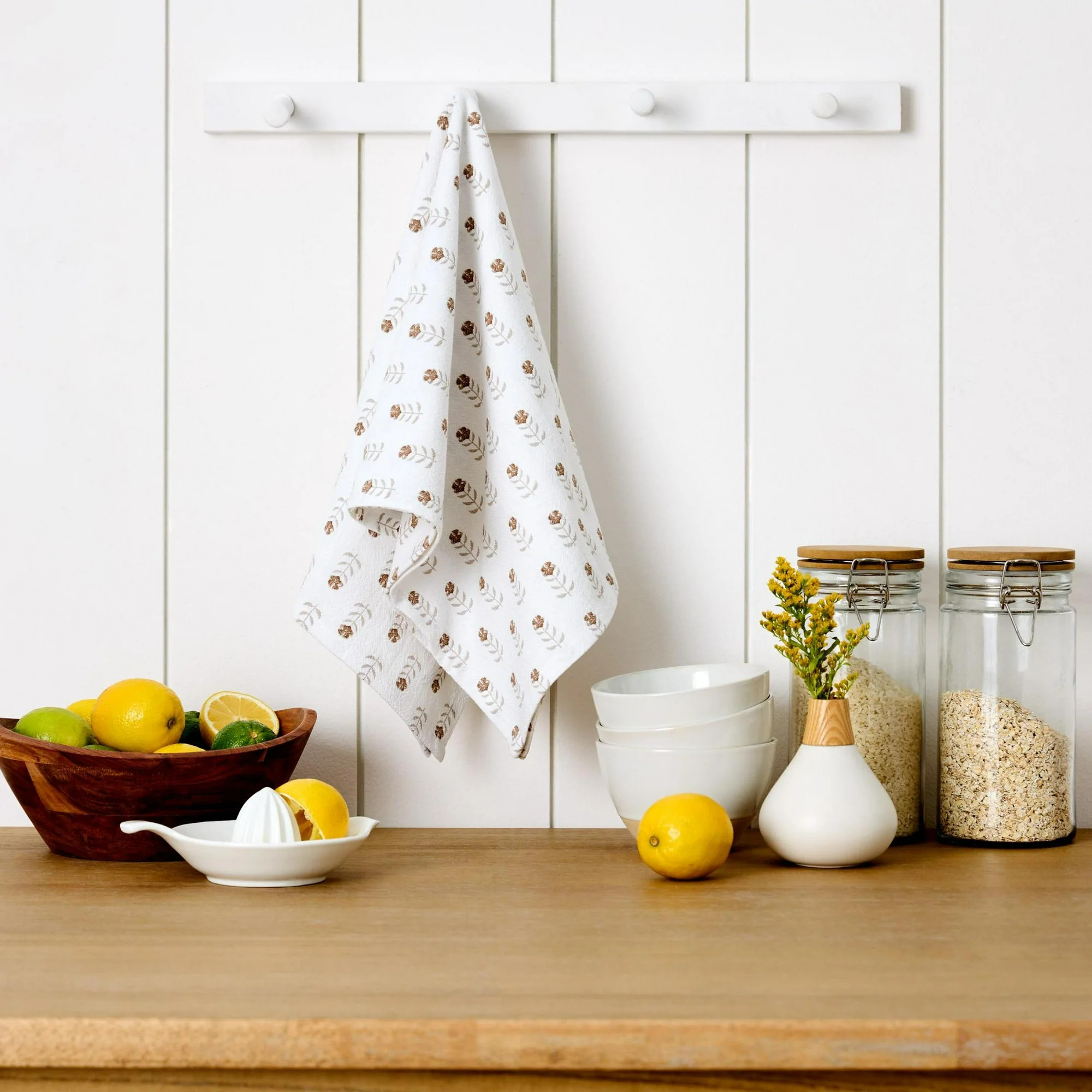 (2 pack) Beautiful Home by Drew Barrymore 1-Piece Printed Floursac Cloth, Porcini Taupe, 30"W x 3... | Walmart (US)