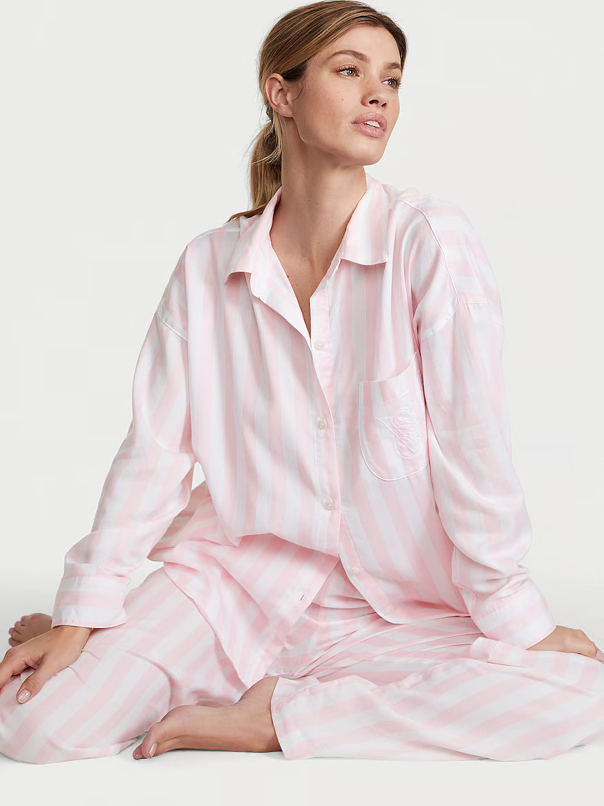 Buy Modal-Cotton Long Pajama Set, Pretty Blossom Stripes - Order Pajamas Sets online - Victoria's... | Victoria's Secret (US / CA )