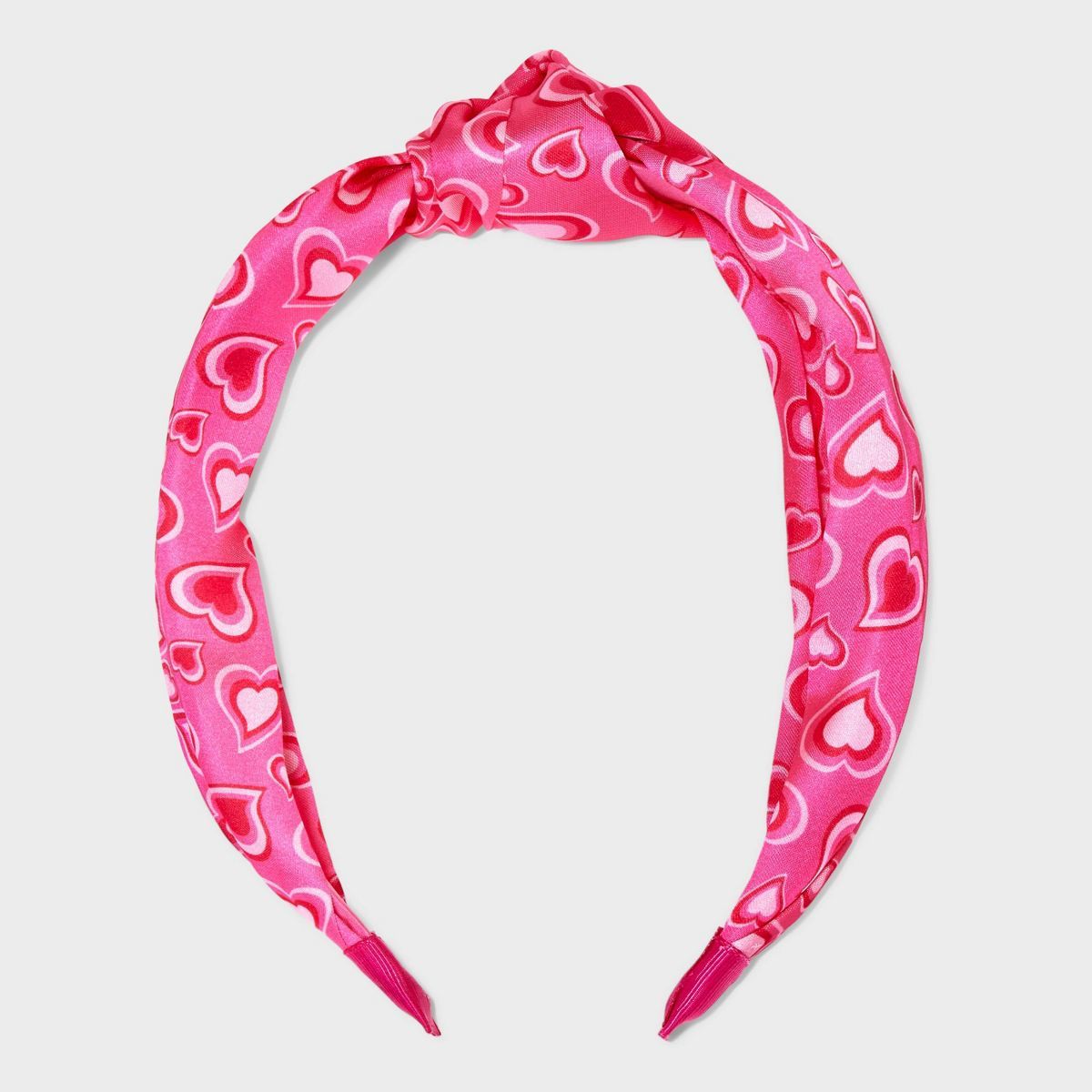 Heart Printed Top Knot Headband - Pink/Red | Target