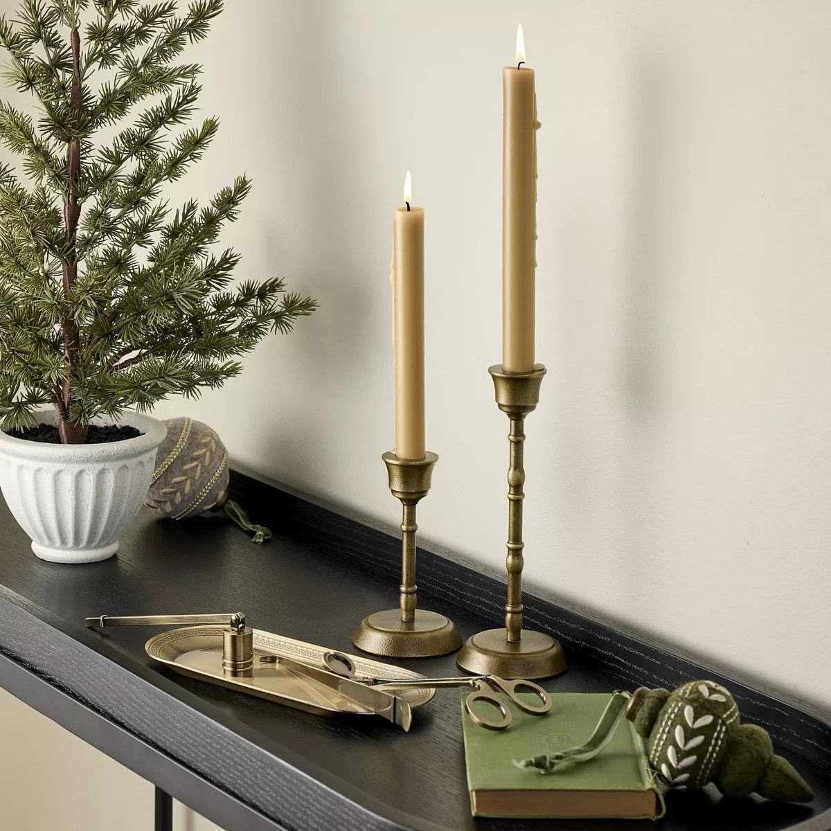 Brass Taper Candlesticks Antique Finish (Set of 2) - Hearth & Hand™ with Magnolia: Farmhouse Ca... | Target