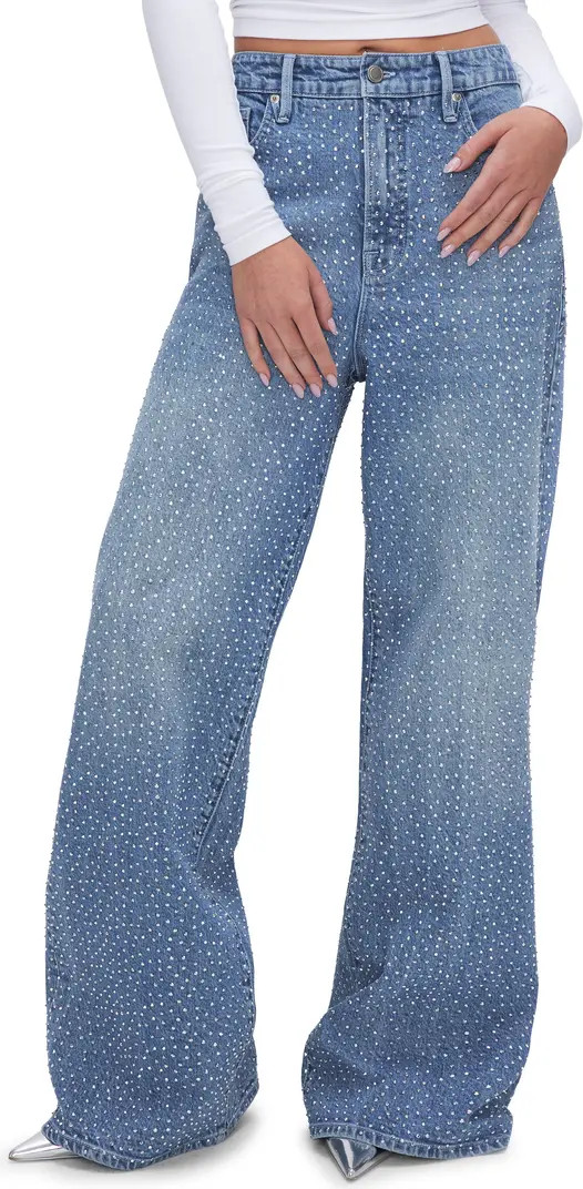 Good Ease Crystal Embellished Wide Leg Jeans | Nordstrom