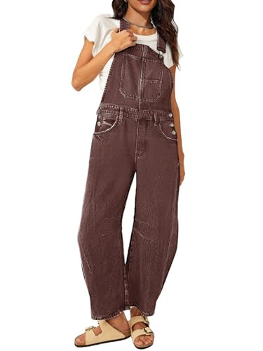 MAOECO Womens Barrel Overalls Denim Jumpsuits Loose Casual Jeans Bib Romper | Amazon (US)