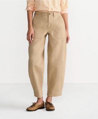 Lands' End Women's Chino High Rise Barrel Leg Utility Ankle Pants - Desert tan | Macy's