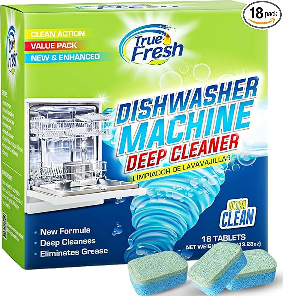 True Fresh Dishwasher Cleaner & Deodorizer Tablets 18-Pack, 20g Each - Powerful Limescale & Odor ... | Amazon (US)
