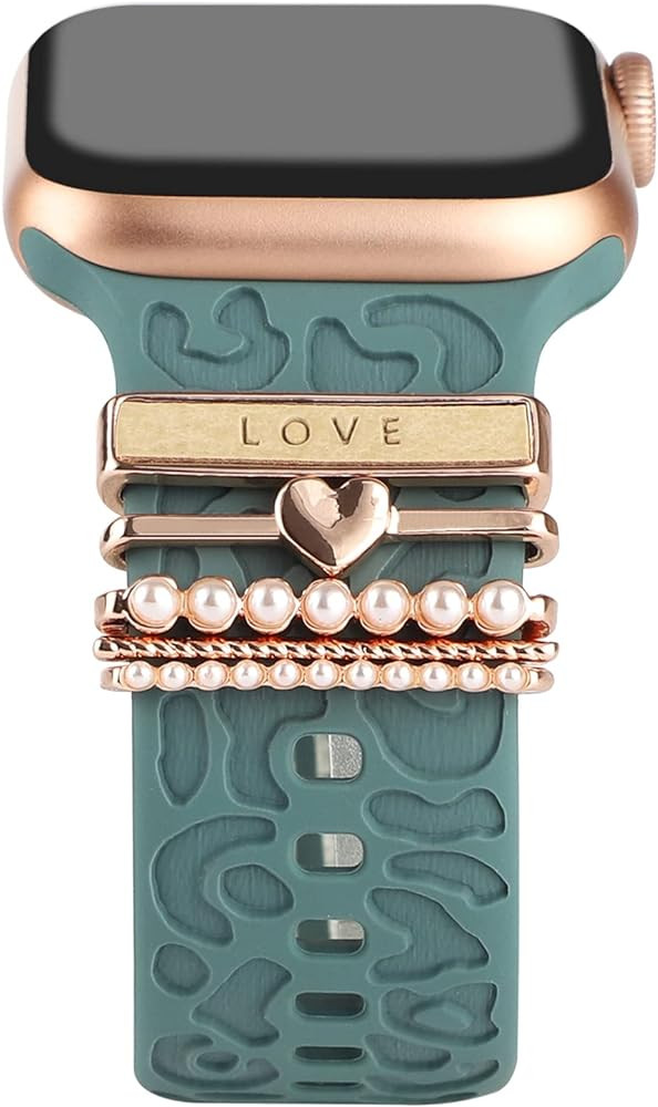 Decorative Rings Loops Compatible with Apple Watch Silicone Bands Charms 45mm 44mm 42mm 41mm 40mm... | Amazon (US)