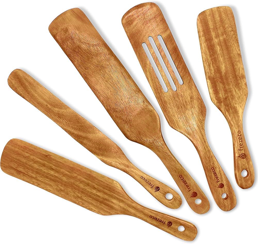 Wooden Spurtle Set - 5 PCS of Different Spurtles Kitchen Tools Wooden for Cooking in Nonstick Coo... | Amazon (US)