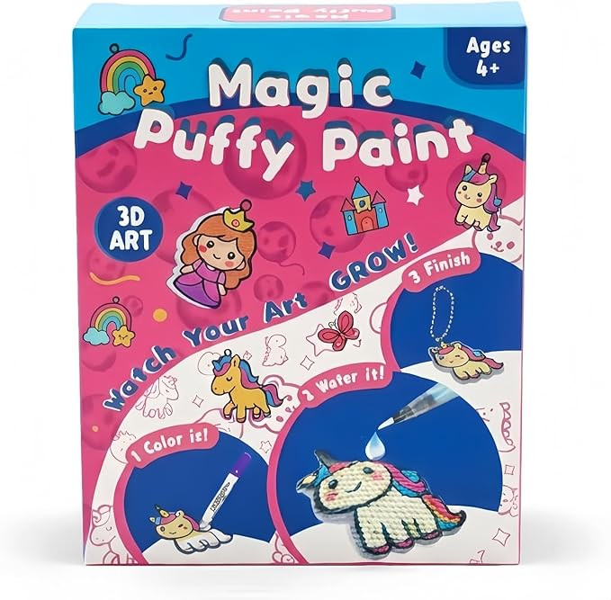 SJHSJH Aqua Puffs 3D Art Kit for Kids, Mess-Free Paint by Number Crafts with Princesses & Unicorn... | Amazon (US)